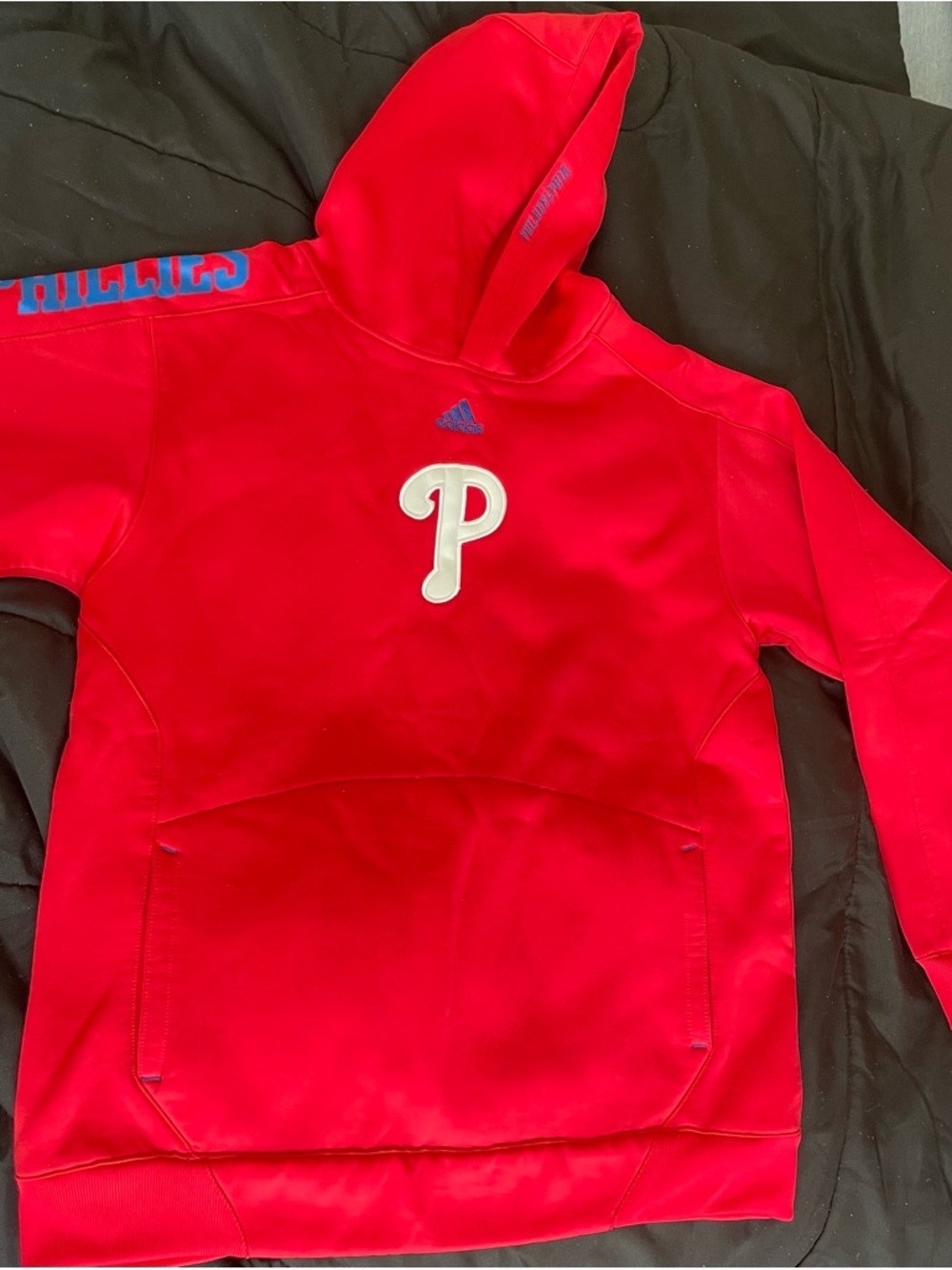 adidas Red Kids Pullover Hoodie with White ’P' Logo